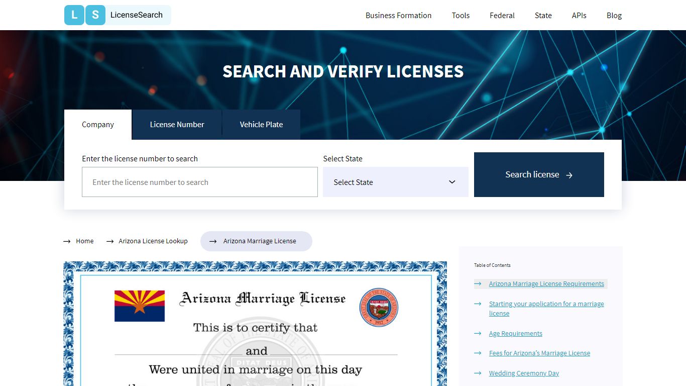 Arizona Marriage License | License Search